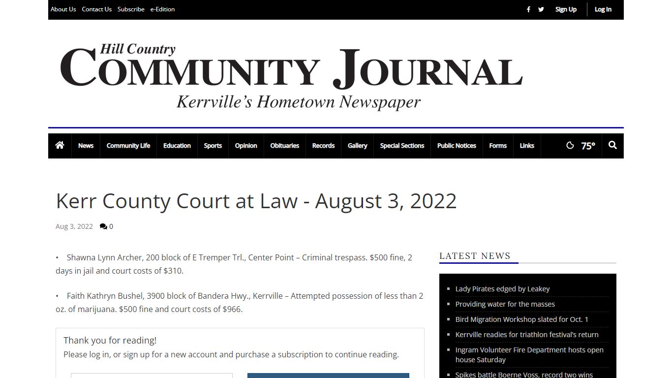 Kerr County Court at Law - August 3, 2022 | Records ...